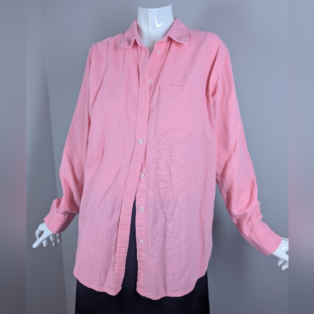 Gap Pink Linen Blend Button-Up Shirt | Relaxed Everyday Top M